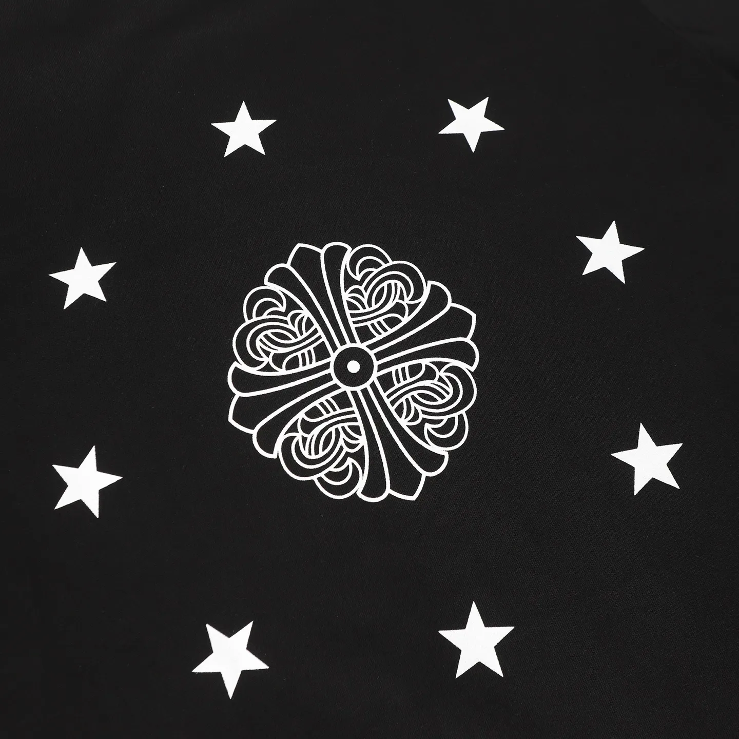 🅿️270 CH/Croxin new frayed printed long sleeves 280g double yarn fabric frayed on four sides Heavy fabric The neckline is made of icy Solona Loose fit Deep, wide and stylish No deformation or shrinkage Color: Black/White Size: XS-L